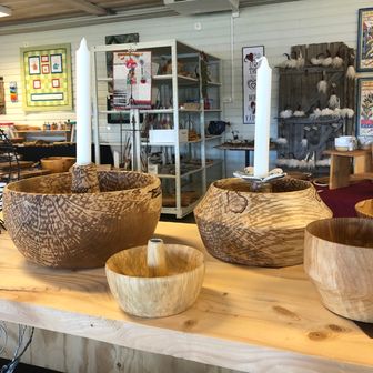 Wooden bowls with a candel holder inside