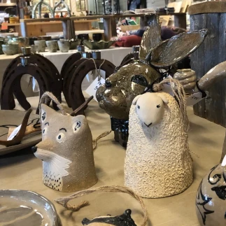 Ceramics, fox, hare and sheep